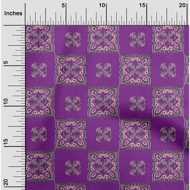 oneOone Silk Tabby Fabric Floral Block Decor Fabric Printed BTY 42 Inch Wide