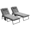 thumbnail image 1 of Outsunny 2 Pcs Chaises Longues Pliantes, Chaises Inclinables pour Bronzage, Gris, 1 of 10