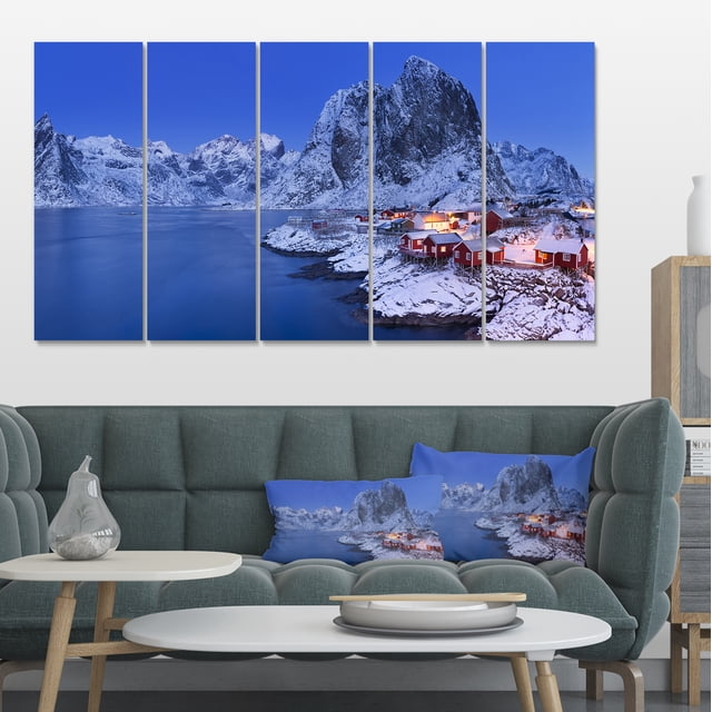 Cabanes de Pêcheurs en Hiver - Art Mural Moderne sur Toile