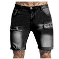 thumbnail image 1 of hotojiny Men's Denim Shorts Trendy Button Slim Fit Stretch Short Jeans Vintage Ripped Summer Jean Shorts with Pockets, 1 of 6