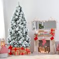 thumbnail image 2 of Costway 7ft Snow Flocked Hinged Artificial Slim Christmas Tree with Pine Needles, 2 of 10