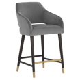 thumbnail image 1 of Sunpan Tabouret Adelaise 26" Moderne en Tissu Gris/espresso, 1 of 7