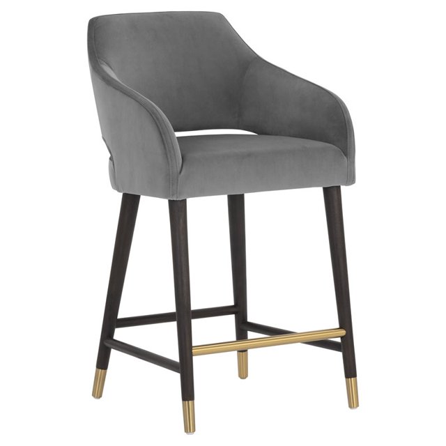 Sunpan Tabouret Adelaise 26" Moderne en Tissu Gris/espresso
