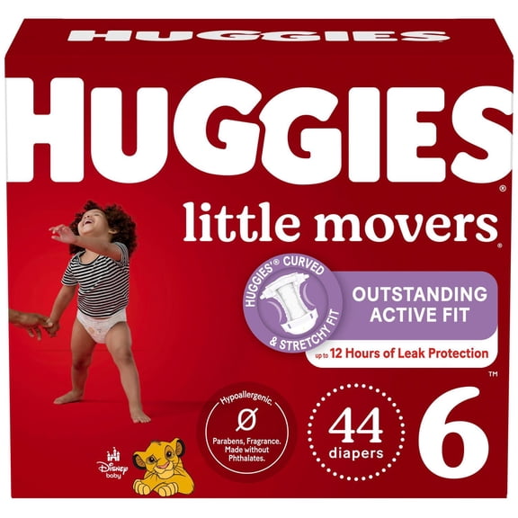 Couches pour bébés HUGGIES Little Movers, Emballage Giga, Tailles: 3-7
