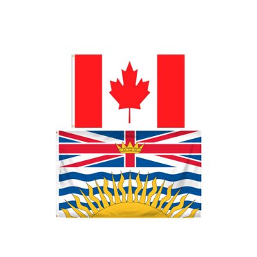 Canada Ensemble de Drapeaux du et de la Colombie-Britannique (Lot de 2) (3 par 5 Pieds)