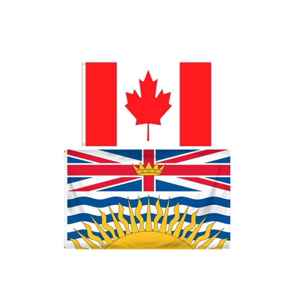 Canada & British Columbia Flag Set (2-Pack) (3 by 5 feet)