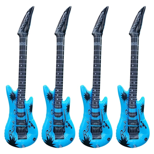 Sky Blue Large Inflatable Blow Up Guitar Kids Toy Fancy Dress Party Stage Props Children'S Simulation Inflatable Musical Instrument 4Pcs