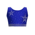 thumbnail image 1 of Hansber Enfants Filles Scintillant Sans Manches Danse Court Débardeurs Hip-Hop Rue Chandail Performance Tenue de Danse Bleu 14, 1 of 5