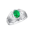 thumbnail image 3 of RYLOS Men's Rings 14K White Gold Rings Classic Designer Style 9X7MM Oval Gemstone & Diamond Ring Emerald May Birthstone Rings For Men Size 11, 3 of 7