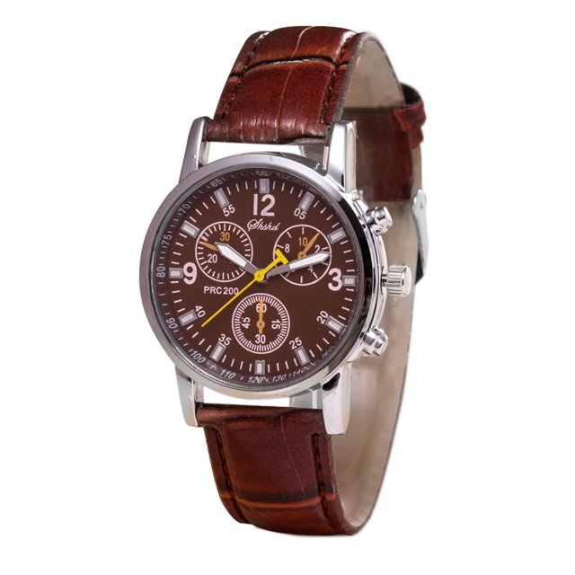 PVCS Blue-ray glass neutral quartz simulates wrist epidermal Leather Strap watch