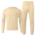 thumbnail image 4 of Kcodviy Male Casual Solid Two Light Suits for Men Piece Suit O Neck Men Suit off Shoulder Sleeve Sweatshirt Men Suits Slim Drawstring Pocket Pants Set, 4 of 5