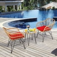 thumbnail image 2 of Costway Ensemble Bistro de Patio en Rotin 3 Pcs avec Coussins Chaise Table Rouge, 2 of 10