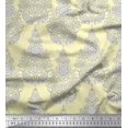 thumbnail image 1 of Soimoi Poly Georgette Fabric Leaves & Floral Block Printed Fabric 1 Yard 52 Inch Wide, 1 of 3