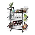 thumbnail image 2 of BENOSS 3-Tier Home Bar Cart with Wine Rack and Glass Cup Storage, Mobile Serving Wine Cart on Wheels, Modern Drink Trolley for Coffee Tea Wine, Beverage Bar Table for Home Kitchen Party, Black, 2 of 6