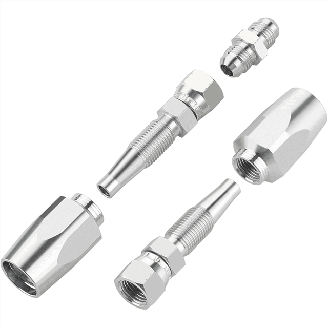 2PCS Reusable Hydraulic Fittings 3/8Inch ID Hydraulic Hose Field Repair Kit