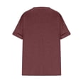 thumbnail image 3 of UPPADA Plus Size Tops for Women Short Sleeve Loose Shirts Fashion Casual Spring Summer V-Neck Blouses & Shirts Tunic Tops Solid Color Basic Blouses Wine,M, 3 of 5