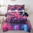 thumbnail image 1 of Sports Car King Comforter Set Racing Sports 7 Pieces Bedding Set,Purple Neon Light Geometric Bed In A Bag for Kids Teens Men Extreme Sport Automobile Bed Set, 1 of 5