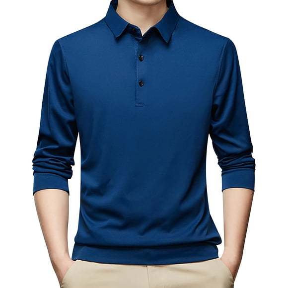 Ketyyh-chn99 Long Sleeve Polo Shirts for Men Casual Men's Shirts 2024 Short Sleeve Fashion Solid Color V Neck Summer Top Blue,3XL