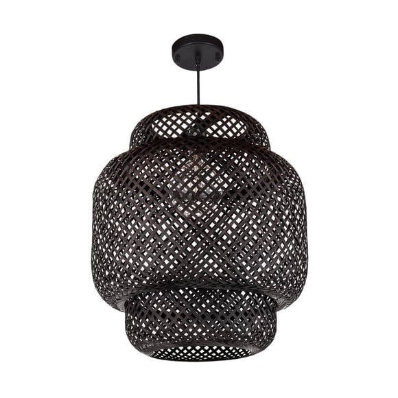fastboy Woven Bamboo Pendant Light Simple Lamp Retro Style Modern Design Black