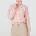 thumbnail image 4 of Timegard Hauts pour Femmes Col à Revers Fermeture Éclair Manches Longues Crop Top Cordon de Serrage Randonnée Plein Air Protection T-Shirt, 4 of 7