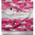 thumbnail image 1 of Soimoi polyester Crepe Fabric Clouds & Flying Swift Bird Fabric Prints By Yard 52 Inch Wide, 1 of 3