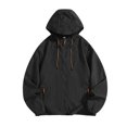 thumbnail image 1 of Maqroz Veste de Soleil pour Homme UPF 50++ à Capuche à Fermeture Éclair Intégrale Protection UV SPF Rafraîchissante Légère avec Poches Été Ajustable Séchage Rapide Veste de Sport de Piste Randonnée Pêche Plein Air Noir P, 1 of 4