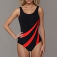 thumbnail image 2 of VBTAPA Women Racerback One Piece Swimsuit Slimming Athletic Training Bathing Suit Full Coverage Color Block Modest Swimwear on Clearance Red XL, 2 of 6