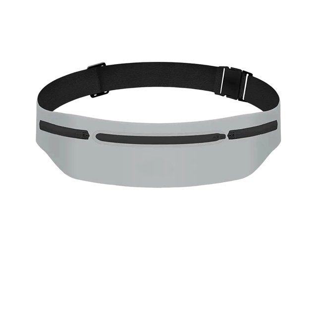 Sac de Taille Ultra-Léger pour Course - Rangement Étanche 3 Zones pour Téléphones et Essentiels - Ceinture Réfléchissante Réglable pour Gym, Randonnée et Cyclisme (Gris)