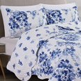 thumbnail image 3 of 3-Piece Reversible Quilt Set with Shams. All-Season Microfiber Bedspread with Floral Print Pattern. Jacqueline Collection (King), 3 of 5