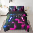 thumbnail image 2 of YST Gamepad Print Bedding Set, Contemporary 7-Piece Gamer Theme, King Size, Black Navy Blue Hot Pink, Abstract Square, Comforter Set, 2 of 4