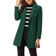 thumbnail image 1 of INSPIRE CHIC Manteau Long Classique pour Femme à Revers Cranté, Manches Longues, TG Vert Foncé, 1 of 7
