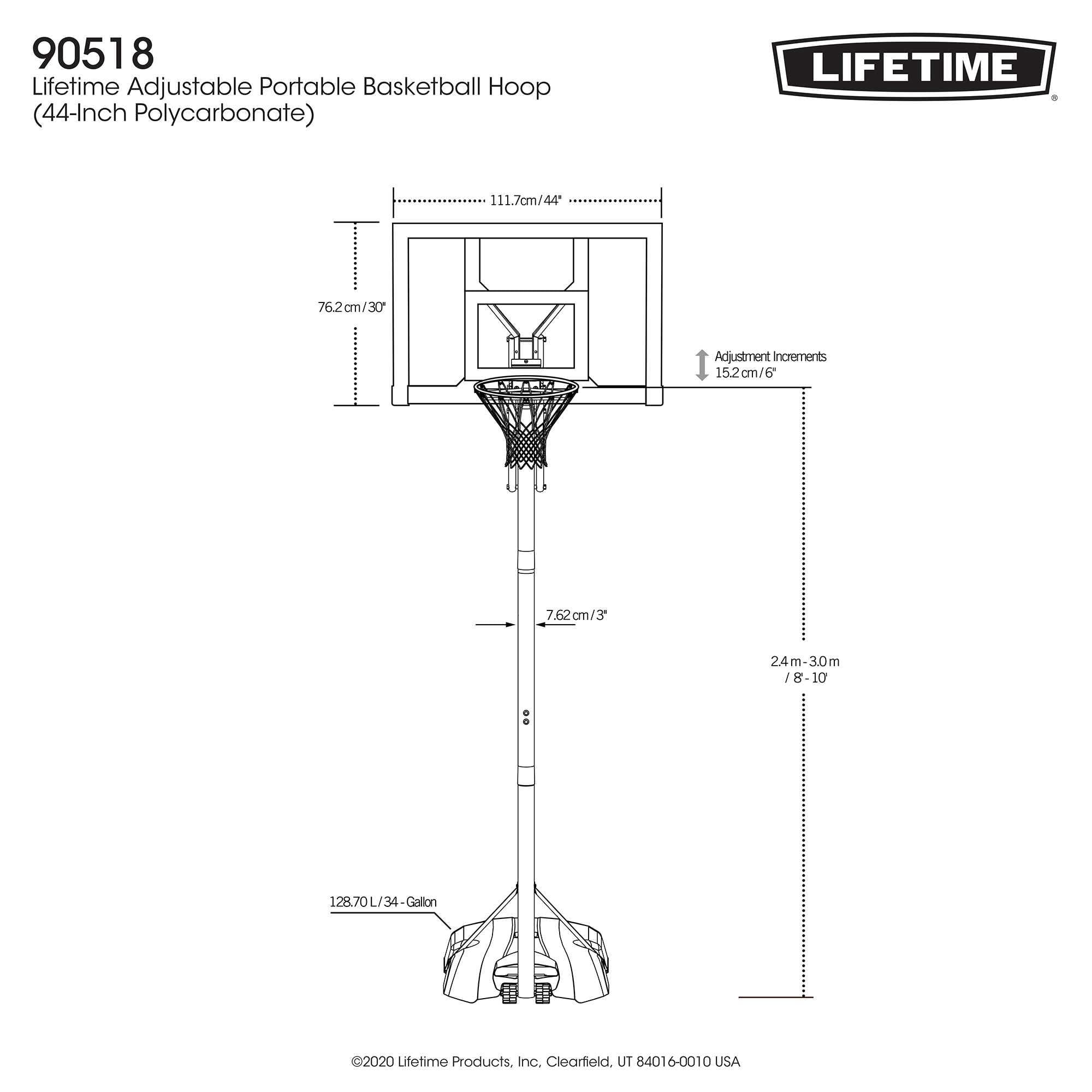 Lifetime Adjustable Portable Basketball Hoop (44-Inch Polycarbonate)