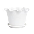 thumbnail image 2 of Linnome Ruffled Plastic Flower Pot 7.9x5.7in Wave Edge Lilies Style Planter with Saucer Indoor Outdoor, 2 of 6