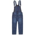 thumbnail image 2 of KIDSCOOL SPACE Jeans Ajustés pour Petits Garçons, Salopette en Denim à Poche à Rabat, Bleu Profond, 4-5 Ans, 2 of 5