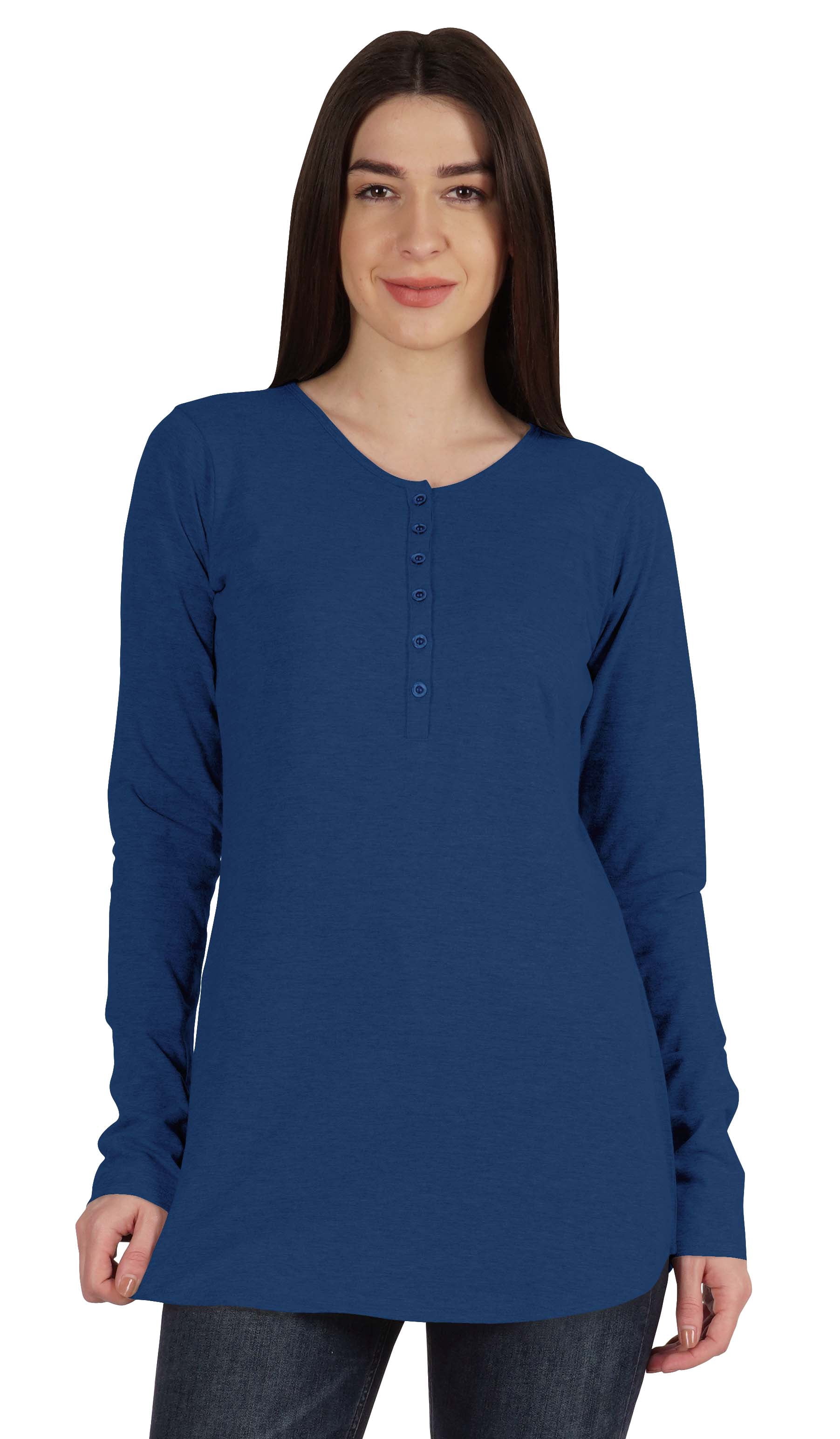 Inkmeso Tshirt With Buttons Jersey Tee Long Sleeve Top For Women