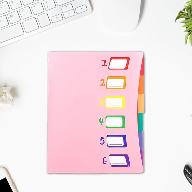 Fridja Clearance 6 Grids Rainbows Classification organ Pack office Data Storage Folder A4 Paper File organizer with Elastic Buckle Closure for Home School offices