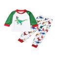 thumbnail image 2 of Tenue d'Intérieur Imprimé Dinosaure Parent-Enfant Col à Manches Longues Ensemble Robe Parents et Enfants, 2 of 5