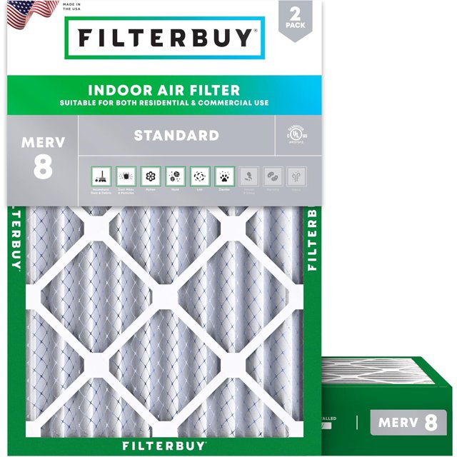 Filterbuy 16x21x4 Air Filter MERV 8 Dust Defense, HVAC AC Furnace Air Filters Replacement (2-Pack)