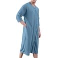 thumbnail image 3 of Horkkom Mens Nightgown Long Sleeve with Pockets Button Bathrobe Loose Soft Robe M, Gifts for Men, 3 of 3