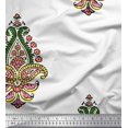 thumbnail image 1 of Soimoi Poly Georgette Fabric Floral & Paisley Block Printed Fabric 1 Yard 42 Inch Wide, 1 of 3