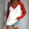 thumbnail image 2 of FAIWAD Women’s Color Block Tunic Top Long Sleeve Patchwork V Neck Plus Size Pullover Top, 2 of 4