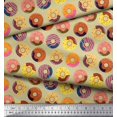 thumbnail image 2 of Soimoi Polyester Crepe Fabric Donuts Food Print Fabric by The Yard 42 Inch Wide, 2 of 5