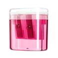 thumbnail image 1 of Pink Double Hole Pencil Sharpener With Cover Oval Manual Sharpener For Kids Art Supplies Portable Design Transparent Shavings Container Easy To Use 0.03 Pounds, 1 of 2