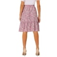 thumbnail image 3 of Unique Bargains Women's Ruffle Hem Flowy Tiered A-Line Floral Midi Skirt, Dusty Pink, L, 3 of 6