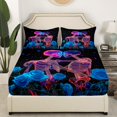 thumbnail image 3 of Skull Sheet Set Gothic Skeleton Bone Sheets,Extoic Blue Rose Floral Bed Sheets Set Twin For Adults Woman Men Goth Skull Flat Fitted Sheet, 3 of 7