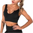 thumbnail image 1 of AherBiu Workout Tops for Women Crop Tank Tops Ribbed Wireless Stretchy Yoga Cami Sports Bras Bralettes, 1 of 4