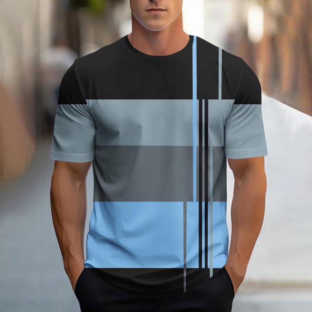 Weiqiqre T-Shirts pour Homme T-Shirt à Manches Courtes à Blocs de Couleur Col Ras du Cou Chandail Décontracté Basique