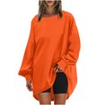 thumbnail image 2 of UVEASISHA Chandails Amples de Mode pour Femmes à Manches Longues à Col Rond, Chandails Amples Décontractés à Épaules Tombantes, Hauts Confortables et Doux, Tenues d'Automne 2025, Soldes Vêtements Aujourd'hui, Orange, m, 2 of 6