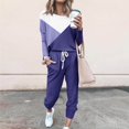 thumbnail image 2 of CHOK Womens Sport Set Long Sleeve Patchwork Color with Loose Cozy Petite Sweatpant Trendy Fall Winter Suits (X-Large  Pink), 2 of 5