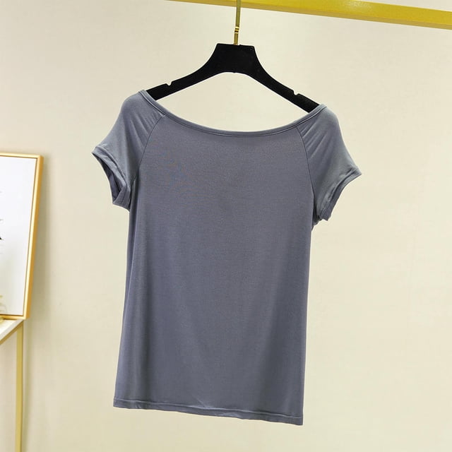TACILIP Pyjamas pour Femmes Manches Cap Été Hauts Col Bateau T-Shirts Tenues Mode Vêtements de Nuit